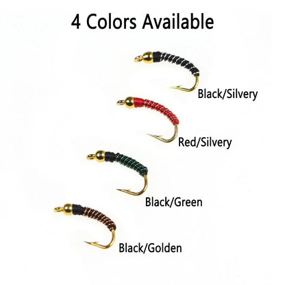 Bimoo Beadhead Chironomid Midge Flies (8 Pack)