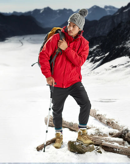 RAX Hiking Boots Men Waterproof Winter Snow Boots Fur lining Lightweight Trekking Shoes Warm Outdoor Sneakers Mountain Boots Men