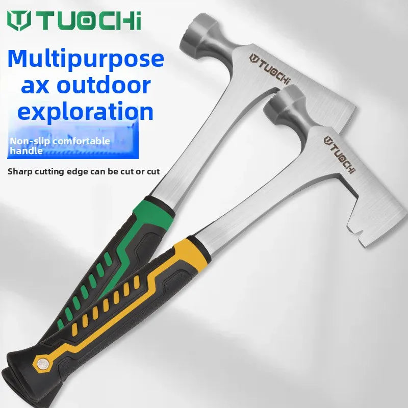 Multifunctional Axe Hammer – Ice-Breaking, Mining & Mountaineering Tool with Round Metal Head