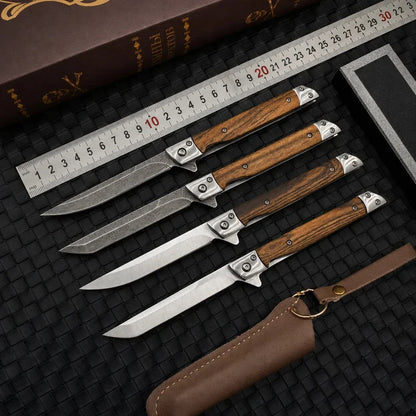 Mini Damascus Pattern Folding Pen Knife Outdoor Knife Pocket Knife Slim Blade Comfortable Grip Sharp Blade Gadgets