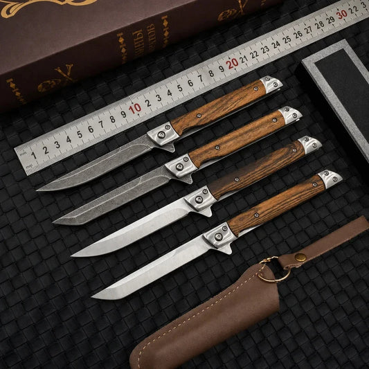 Mini Damascus Pattern Folding Pen Knife Outdoor Knife Pocket Knife Slim Blade Comfortable Grip Sharp Blade Gadgets