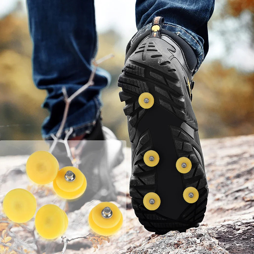 10-50PCS Outdoor Teeth Nail  Ice Snow Crampons Spike Winter Anti-slip Shoe Cover Climbing Fishing Travel Kit