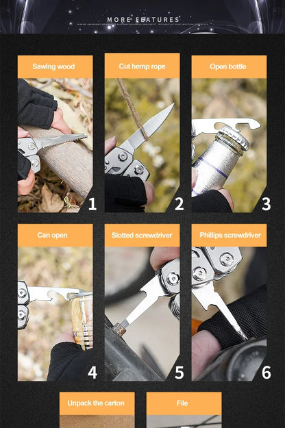 Multi-tool Pliers Outdoor Combination Knife Pliers Stainless Steel Folding Portable Multi-purpose Camping Survival Pliers Tools