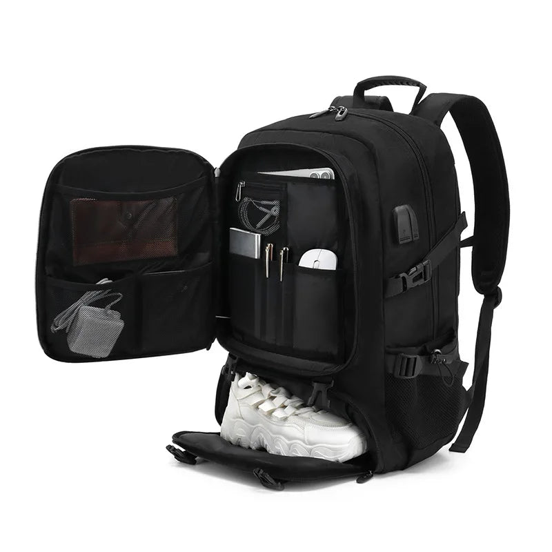 50L 80L Backpack Large Travel Backpack Men Separate Shoe Compartment Business Bag Outdoor Sports Man Black Storage Backpacks