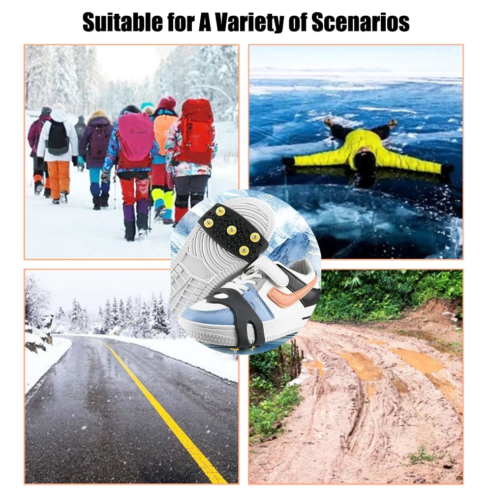5-Stud Crampons for Snow and Ice Hiking Climbing Anti-slip Covers for Shoes Women Men Snow Boots Non-slip Ice Gripper Spikes