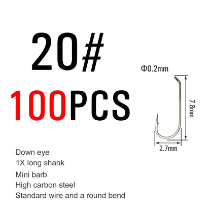 Vtwins 1X Long Shank Fly Tying Hooks (100 Pack)