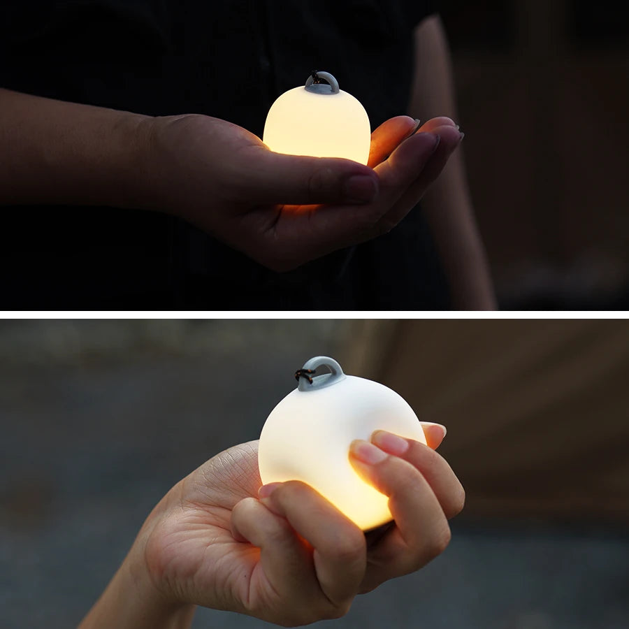 Soomloom Rechargeable LED Camping Lantern Cute Egg-Shaped Squeeze Light 3mode Soft Silicone Lamp for Outdoor Use & Cozy Ambience