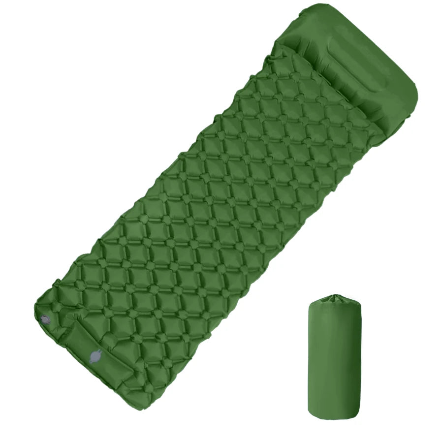Outdoor Camping Inflatable Mattress Sleeping Pad With Pillows Ultralight Air Mat Built In Inflator Pump Hiking