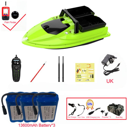 Sonar Bait Boat with Color Fish Finder Screen & Dual Hopper
