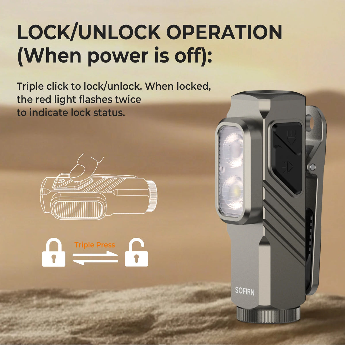 SOFIRN ST10 1000LM EDC Flashlight USB C 14500 Rechargeable with Red Light 660NM Magnetic Tail & Clip Dual Switch Torch