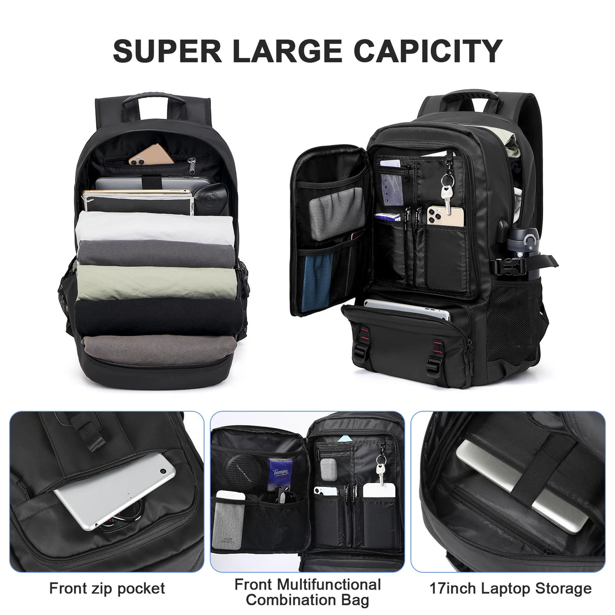 Men's Travel Backpack Outdoor Waterproof Expandable Rucksack Large Capacity Laptop  Backpack Outdoor Hiking Mountaineering Bags