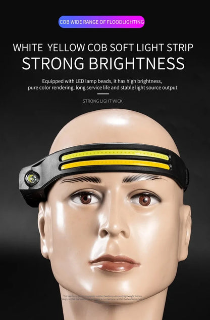 6 Modes LED Induction Headlamp COB Sensor Head Lamp Rechargeable Built-in Battery Flashlight Outdoor Work Lighting Headlights