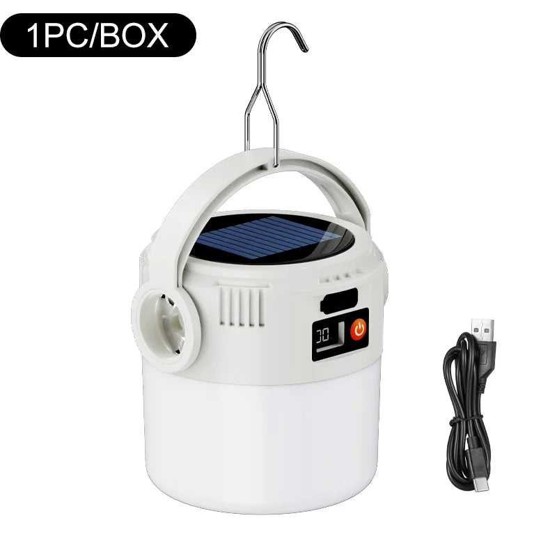 Solar LED Camping Lamp – Type-C Charging, with Hook