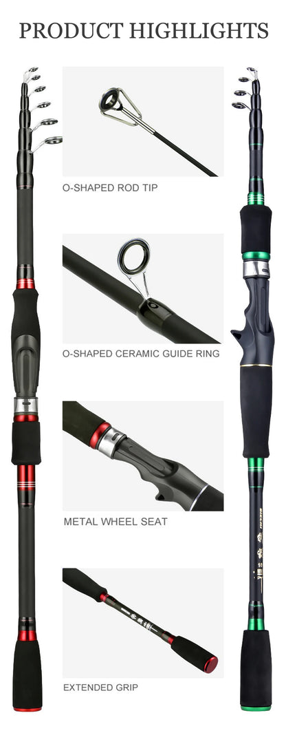 SIECHI Telescopic Lure Rod with Wooden Handle