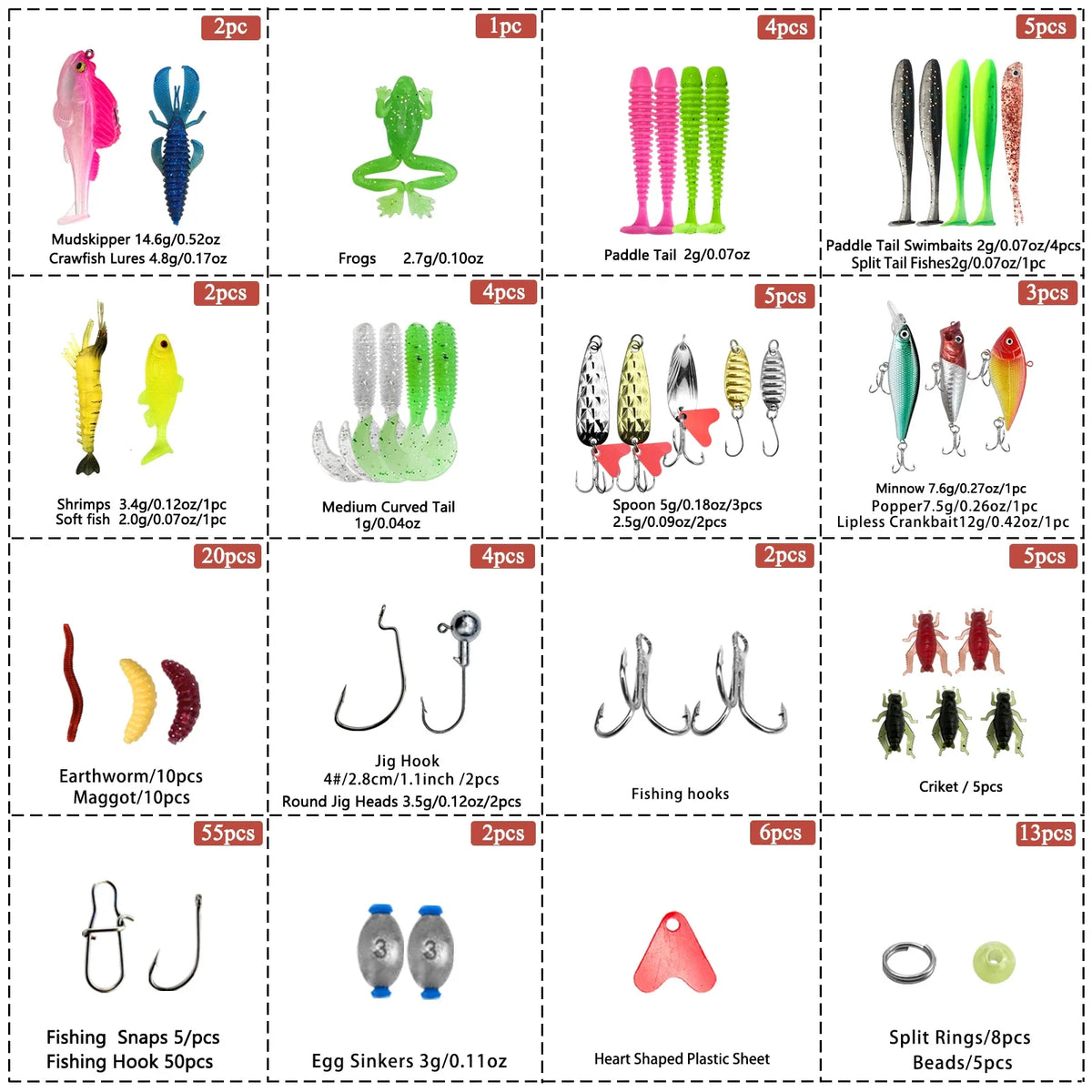 84/107pcs Fishing Lure Kit Soft and Hard Bait Set Gear Layer Metal Jig Spoon For Bass Pike Crank Tackle Accessories with Box