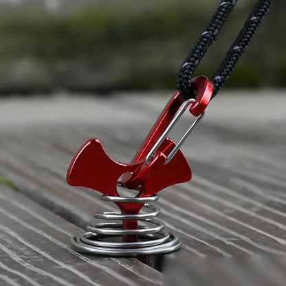 5pcs Fish Bone Shaped Tent Pegs with Rope Buckles Camping Deck Floor Nails Spring Design Outdoor Adventure Essential Accessories