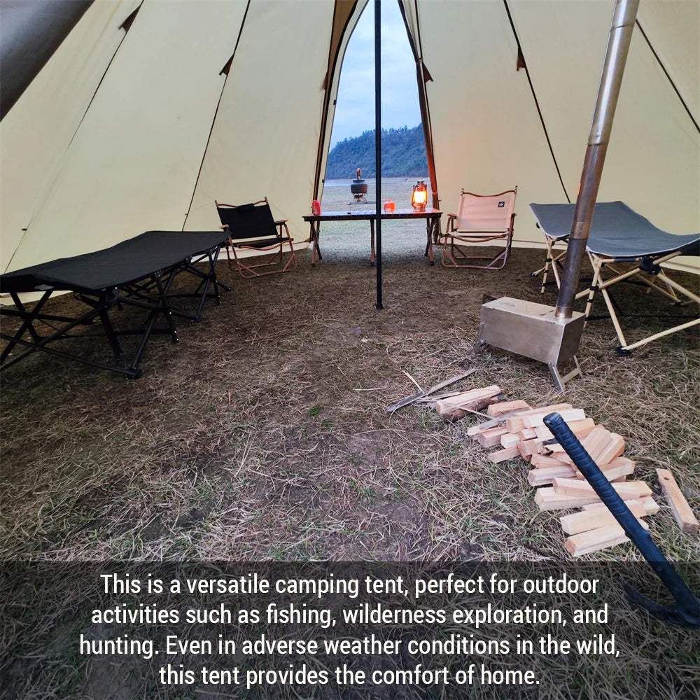 5-8 People Tipi Hot Tent with Stove Jack 500PRO Camping Pyramid Teepee Tent for Camping Backpacking Hiking