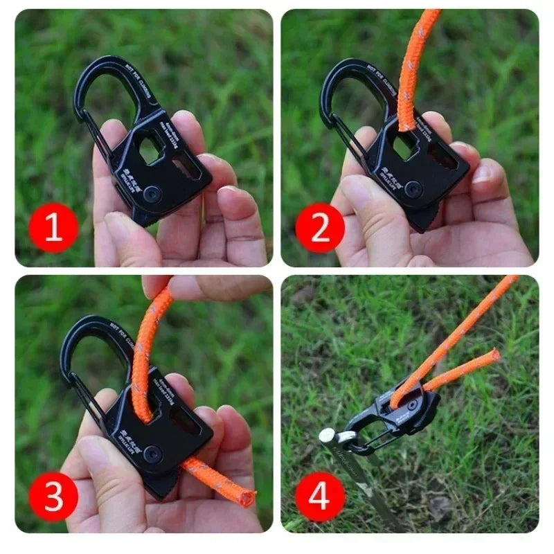 Tent Rope Tightener Camping Aluminum Alloy Ropes Buckle Tent Cord Adjuster Outdoor Survival Tools Ratchet Hangers Tent Suppies
