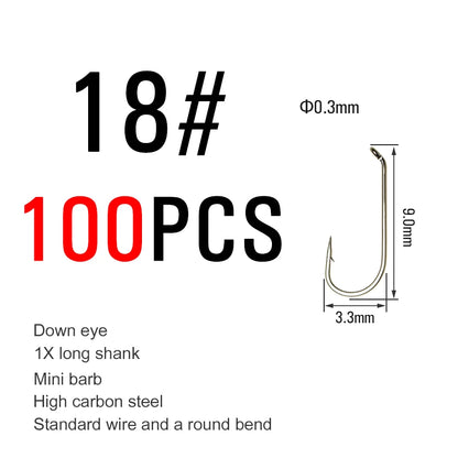 Vtwins 1X Long Shank Fly Tying Hooks (100 Pack)