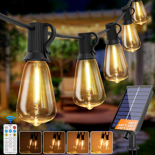 Solar G40 Globe String Lights – USB Recharge, 8 Modes, Remote