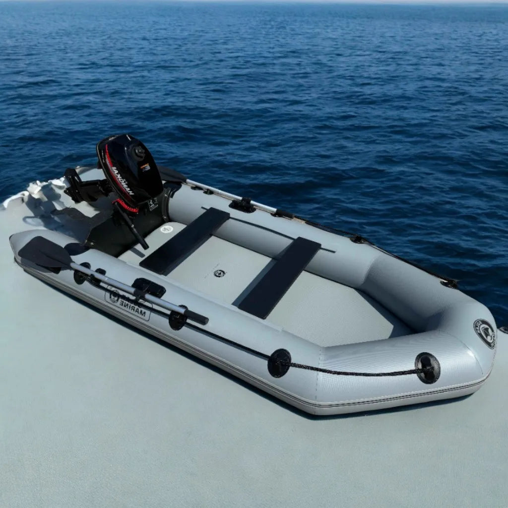 9.2FT Inflatable PVC Boat | Fishing, Surfing & Kayak Racing Dinghy – Portable Assault Boat for 3-4 People Outdoor Watersports