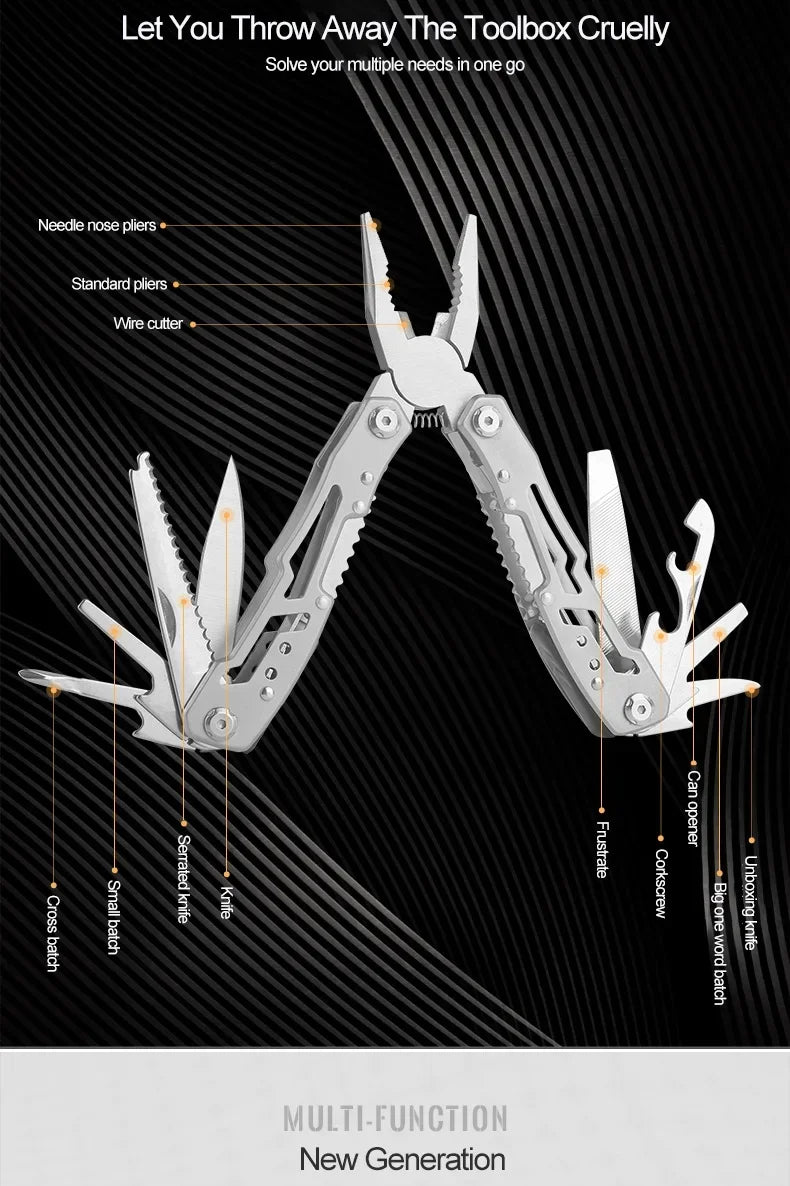 Multi-tool Pliers Outdoor Combination Knife Pliers Stainless Steel Folding Portable Multi-purpose Camping Survival Pliers Tools