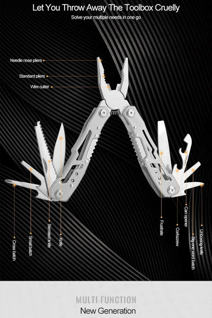 Multi-tool Pliers Outdoor Combination Knife Pliers Stainless Steel Folding Portable Multi-purpose Camping Survival Pliers Tools
