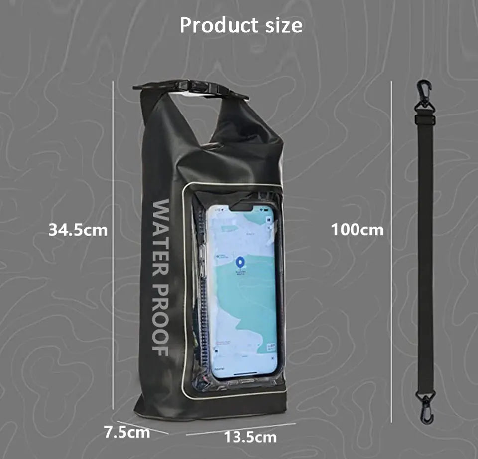 2L/5L PVC Swimming Waterproof Bag,Mobile Phone Waterproof Dry Bag for Trekking Drifting Rafting Surfing Boating Storage Bag
