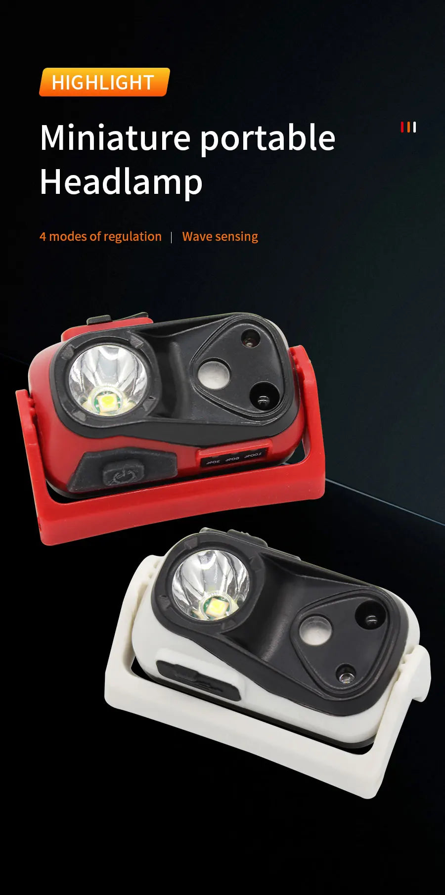 Mini Light Headlamp with Motion Sensor Front Head Light Rechargeable LED Headlight Fishing Camping Hiking Ultralight Headlight