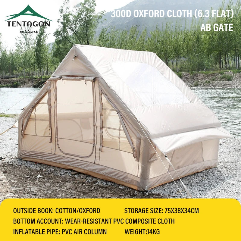 Outdoor Inflatable Tent Quick Setup Camping Tent 3/4P Overnight Rainproof Thickeneded Picnic Large Thickeneded Cabin Family