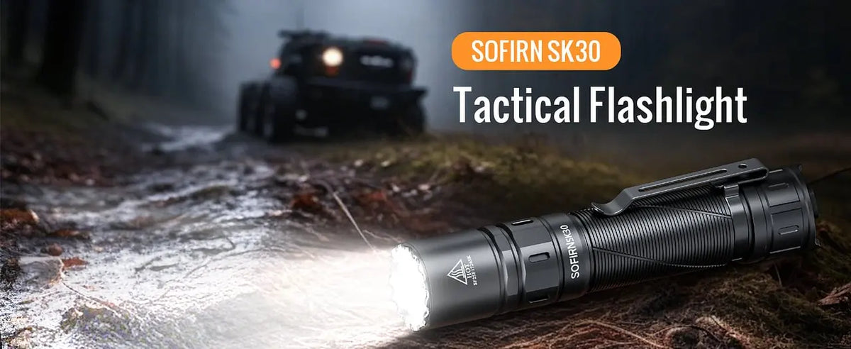 SOFIRN SK30 3000 High Lumen 6000K Tactical Flashlight USB C 21700 Rechargeable Pocket Torch with Dual Tail Switches