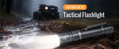 SOFIRN SK30 3000 High Lumen 6000K Tactical Flashlight USB C 21700 Rechargeable Pocket Torch with Dual Tail Switches