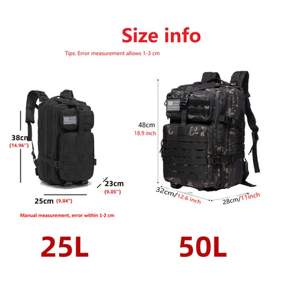 25L/50L Waterproof Tactical Hiking Backpack