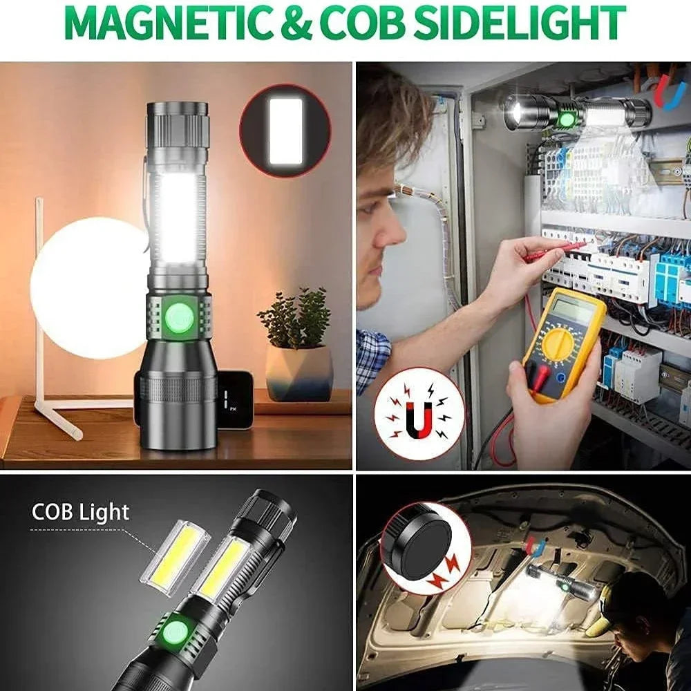 UV Light & Strong Light Flashlight USB Rechargeable Camping Lantern Pets Urine Stains Black Light Led Ultraviolet Torch Lamp
