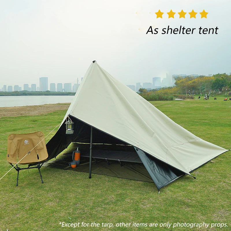 19 Hanging Points Black Coating Tarp Waterproof Black Coated Tarp Outdoor Camping Tent Tarp Bushcraft Shelter DIY Tent Fly