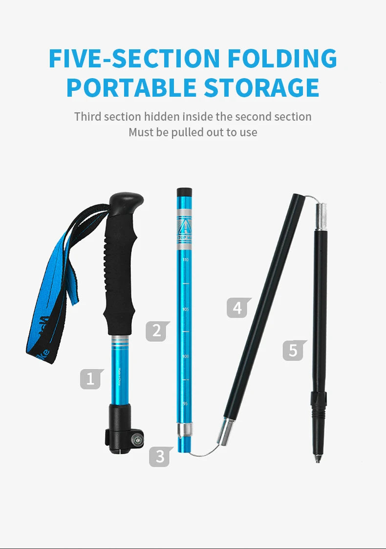 Naturehike 2026 New Trekking Poles Ultralight Folding 1Pcs Walking Cane High Load Aluminum Hiking Walking Telescopic Stick