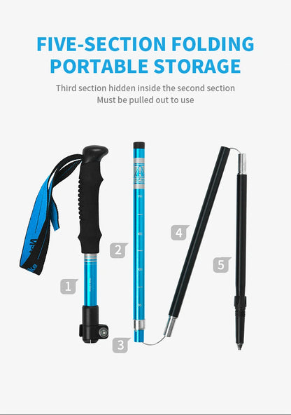 Naturehike 2026 New Trekking Poles Ultralight Folding 1Pcs Walking Cane High Load Aluminum Hiking Walking Telescopic Stick