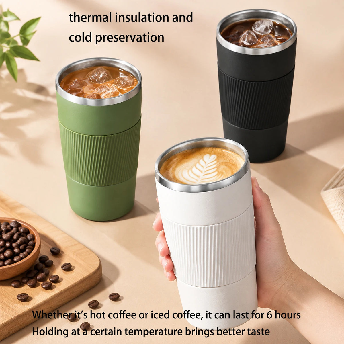 380/510ML Stainless Steel Car Thermal Cup Coffee Cup  for Outdoor Sports Cold and Heat Thermal Mug Tumbler Insulated Flask Water