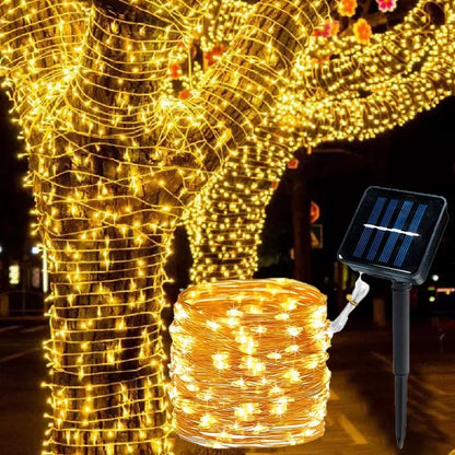 LED Solar Light Outdoor Garden Fairy String Light Waterproof Ambient Lamp for Christmas Patio Tree Party Camping Festive