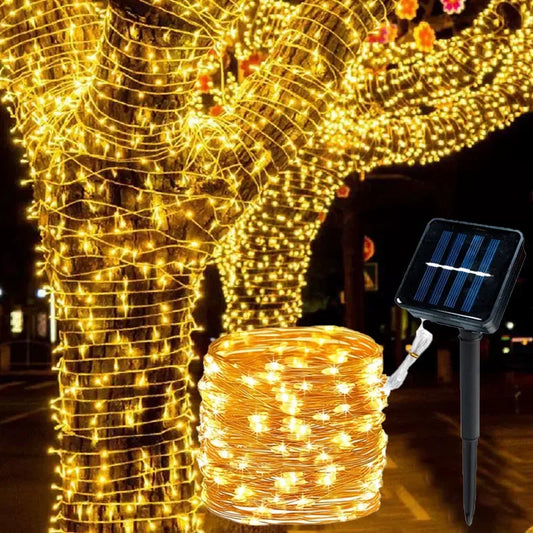 LED Solar Light Outdoor Garden Fairy String Light Waterproof Ambient Lamp for Christmas Patio Tree Party Camping Festive