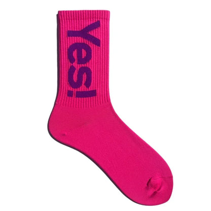 CHUANGERM Men Women Yes Mid Crew Socks Cycling Hiking Skateboarding Sports Street Fashion Breathable Sock