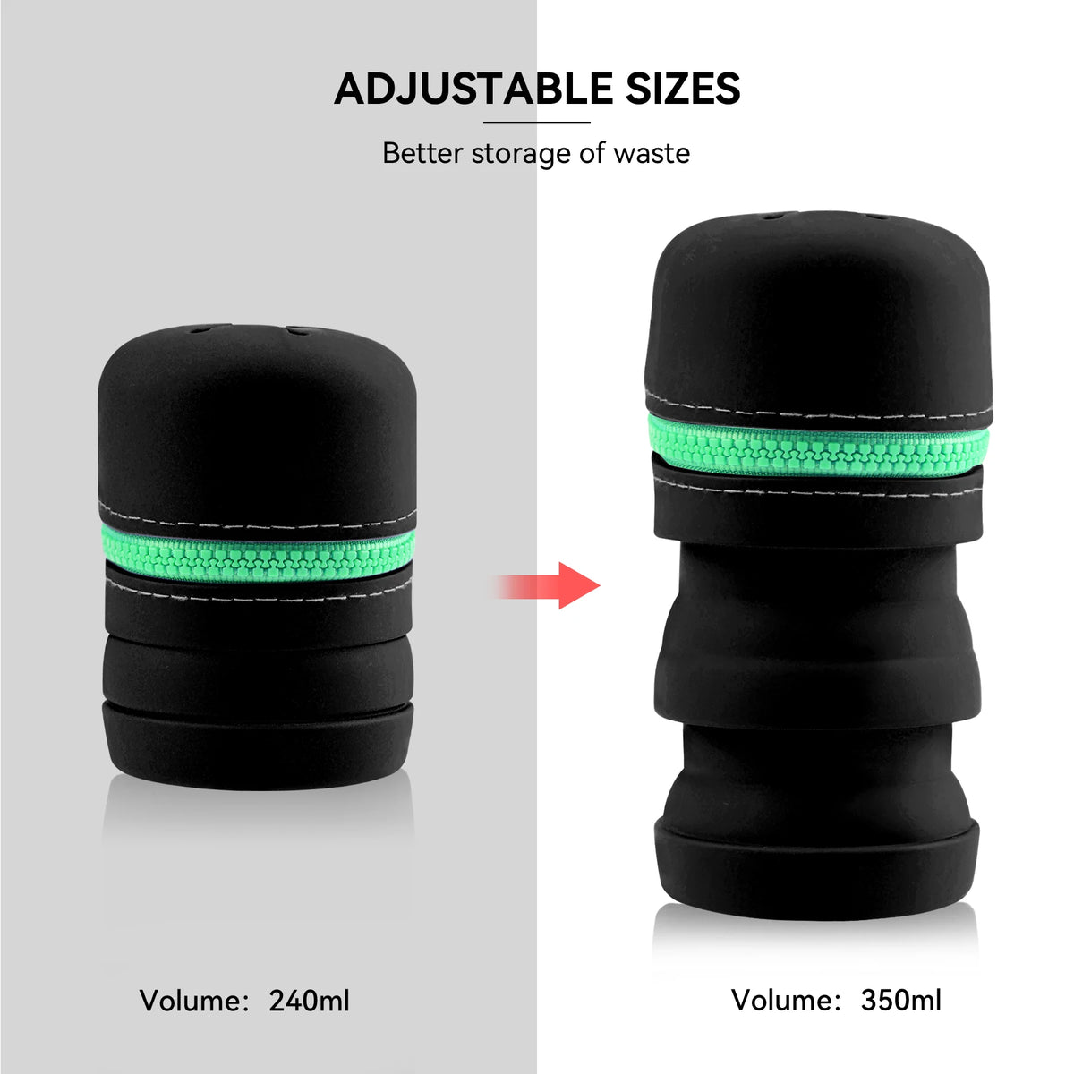 Porfory Foldable Silicone Trash Pouch with Carabiner