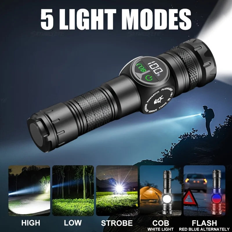 Super Powerful Flashlights USB Rechargeable LED Flashlight Magnetic Tactical Flashlight With COB Side Light Camping Fishing