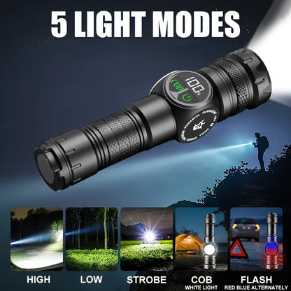 Super Powerful Flashlights USB Rechargeable LED Flashlight Magnetic Tactical Flashlight With COB Side Light Camping Fishing