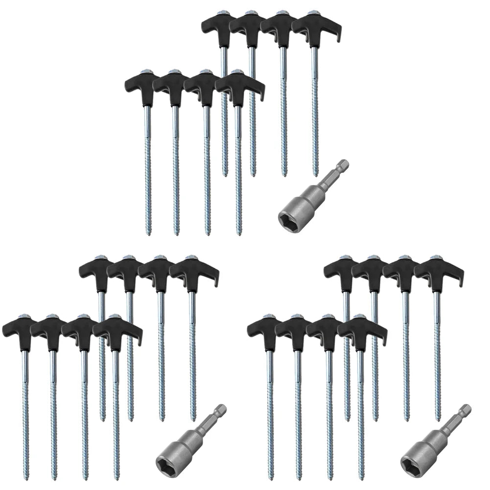 8/24Pcs Camping Pegs Drill In with Hex Socket Stakes Ground Anchors Camping Stakes Tent Ground Nail Screw in Camping Tent Pegs