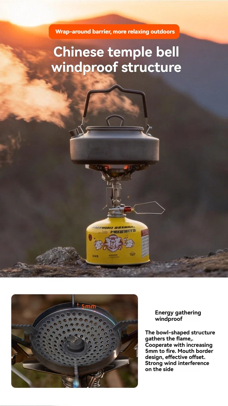 CAMPINGMOON XT-2F Xuanfeng Titanium Rocket Stove Portable Mini Camping Gas Burner Stable Voltage Output Outdoor Cooking Furnace