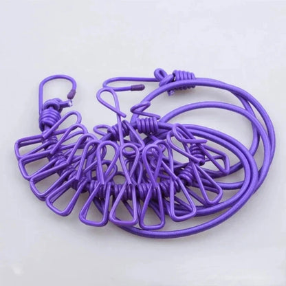 4M Outdoor Camping Non-slip Stretch Clothesline With 12 Clips Travel Stretchy Clothesline Sock Line Hanging Laundry Drying Rope
