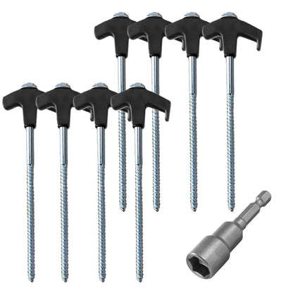 8/24Pcs Camping Pegs Drill In with Hex Socket Stakes Ground Anchors Camping Stakes Tent Ground Nail Screw in Camping Tent Pegs