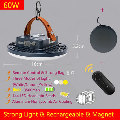 Remove Control Camping Lantern Outdoor Camping Light Rechargeable Flashlight Strong Light Portable Lanterns Power Bank Tent Lamp