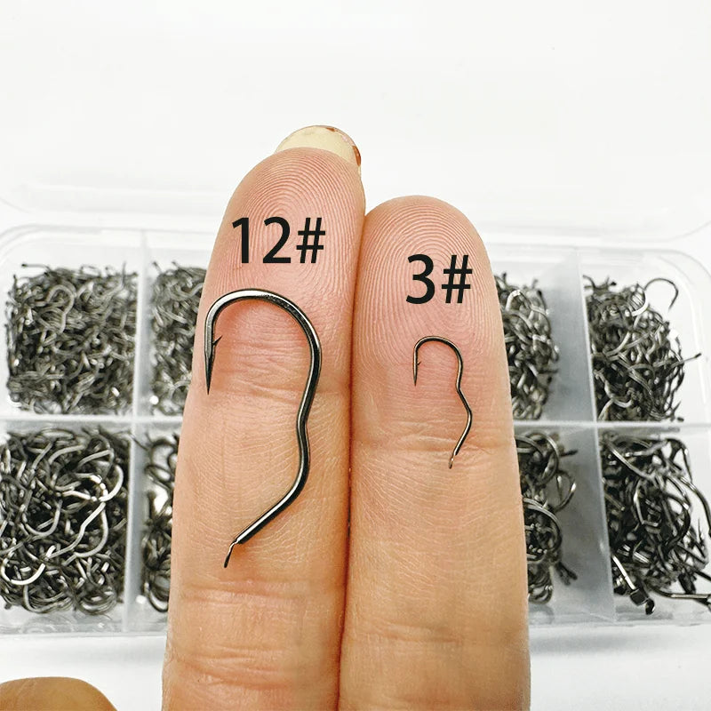 Carbon Steel Fishing Hook Assortment (300/500 Pack)